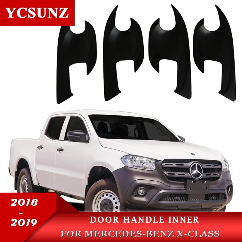 Door Handle Bowl Cover Accessories For Mercedes-benz X-class 2018 2019 Black chrome carbon Color Door Handle parts Ycsunz