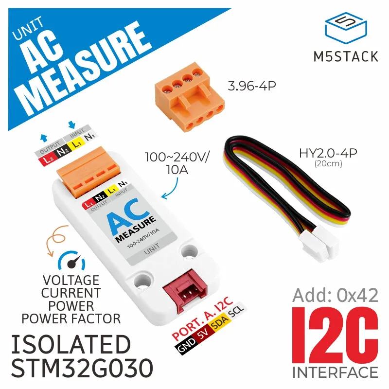 Official M5Stack AC Measure Single-Phase AC Electric Measurement Unit with Isolation STM32 HLW8032 for Home Automation