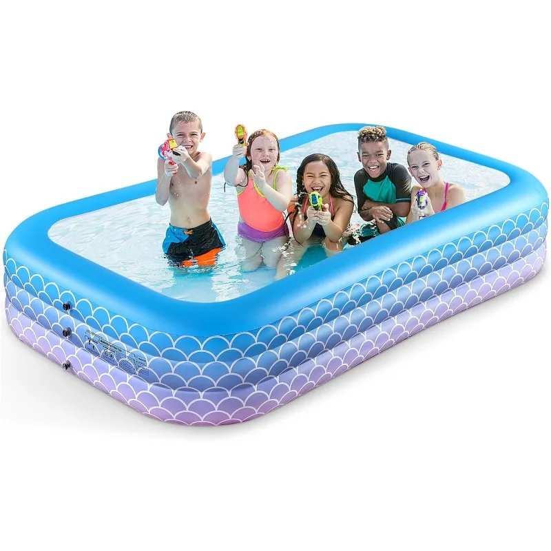 

Inflatable Pool for Kids and Adults-120" X 72" X 22" Full-Sized Inflatable Swimming Pool Leakproof Blow Up Pool Above Ground