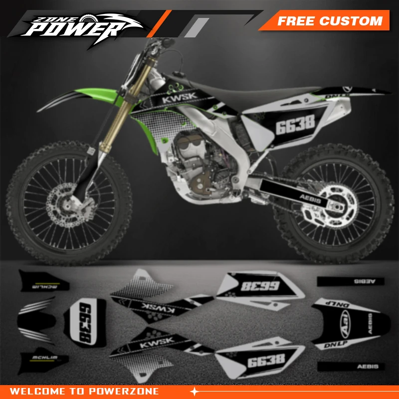 Powerzone Backgrounds Stickers Graphics Decals kit For Kawasaki KX250F KXF 250 2006 2007 2008  Number Name Custom 03