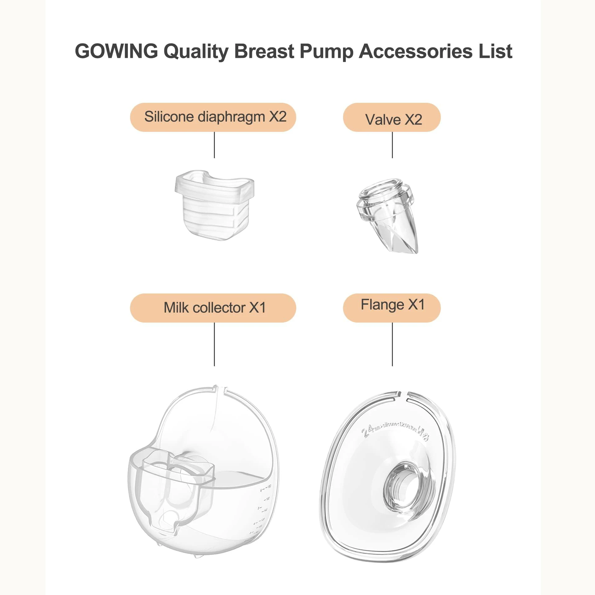 Wearable Breast Pump Accessories, Replacement Pump Parts Milk Collector Cup Compatible with MOMMED S18 S21