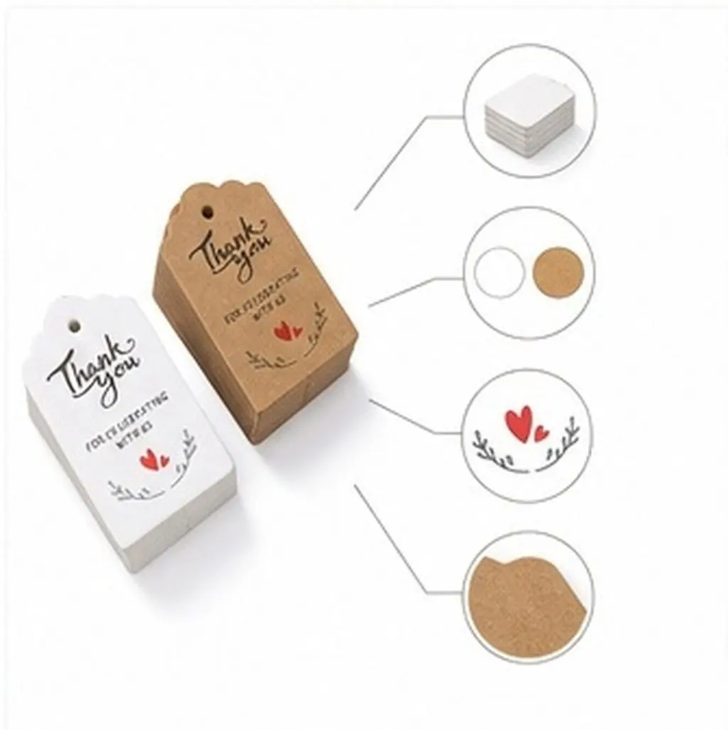 200Pcs Thank You Tags Decorative Kraft Paper Gift Tags Wedding Party Favor Labels Gift Tag Adornments Mini Thank You Cards