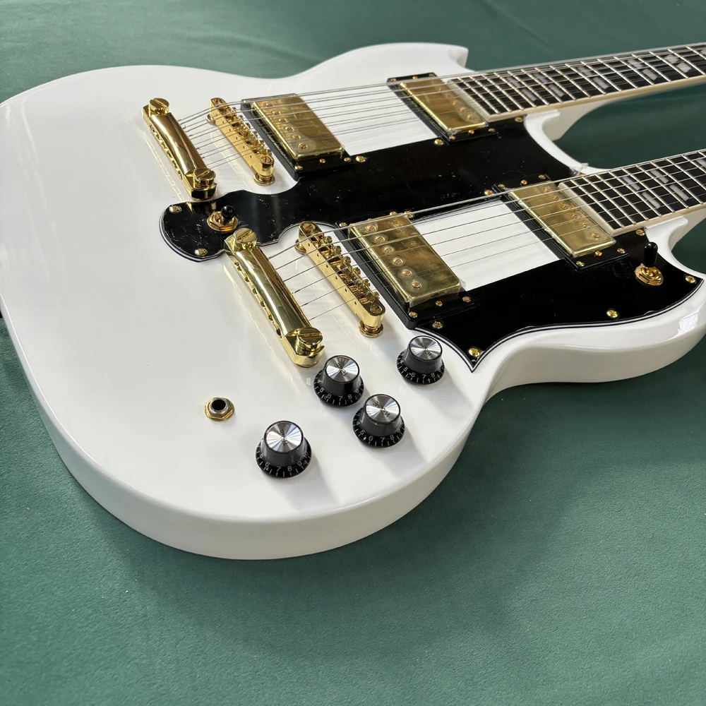 Double-neck guitar high-quality hardware, smooth frets, stable tuning, comfortable neck, balanced tone