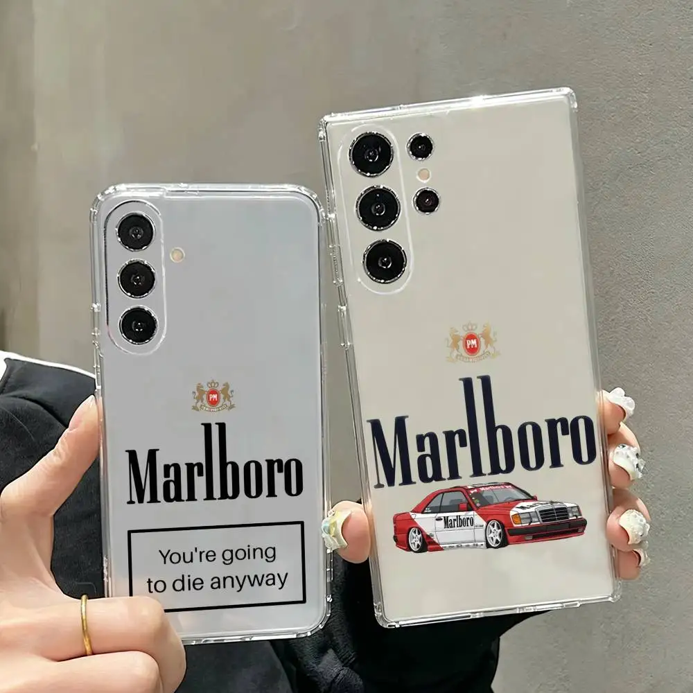 S-marlboroS LUXURY  Phone Case For Samsung S25,S24,S21,S22,S23,S30,Ultra,S20,Plus,Fe,Note,10,9,5G Transparent Cover