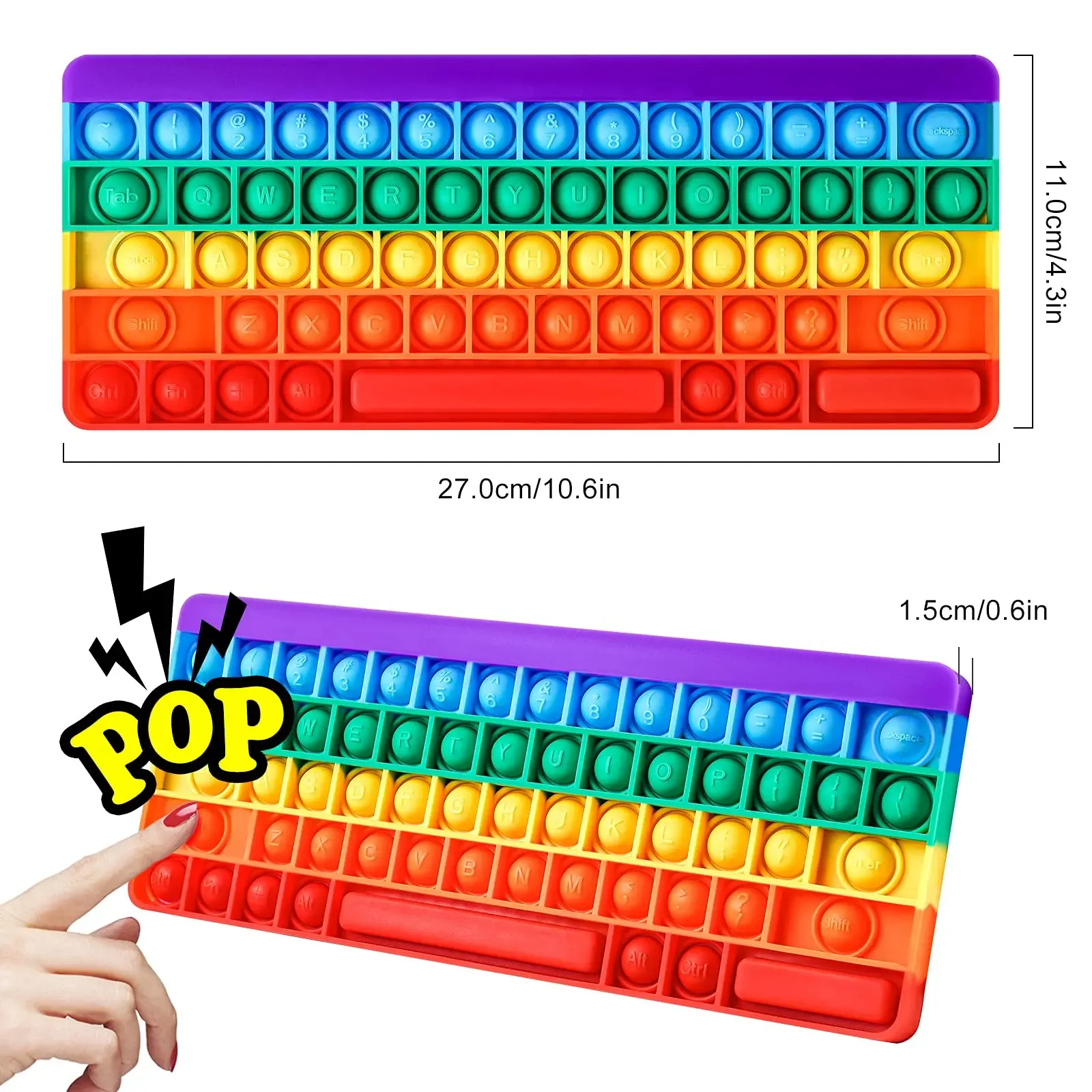 Rainbow Quick Push Bubble Keyboard Fidget Sensory Toys For Kids Anxiety Stress Reliever Autism Toy for Kids and Adu