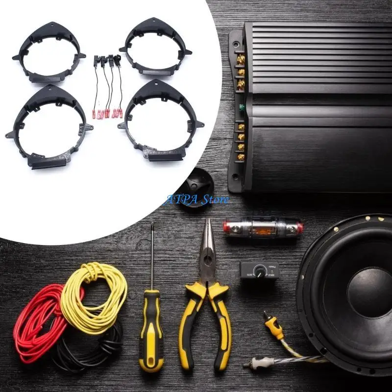 

U13C Front Rear Door Speaker Adapter Mounting Plates and Wiring Harness 6.5" Speakers Stand Rings Interior Accessory