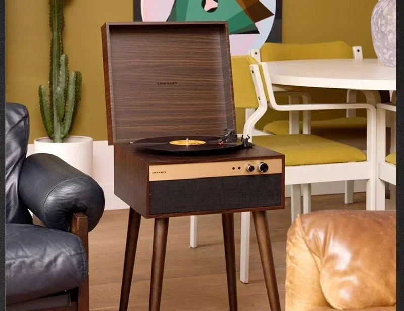 

Vinyl record player retro walnut floor phonograph home LP bluetooth record player
