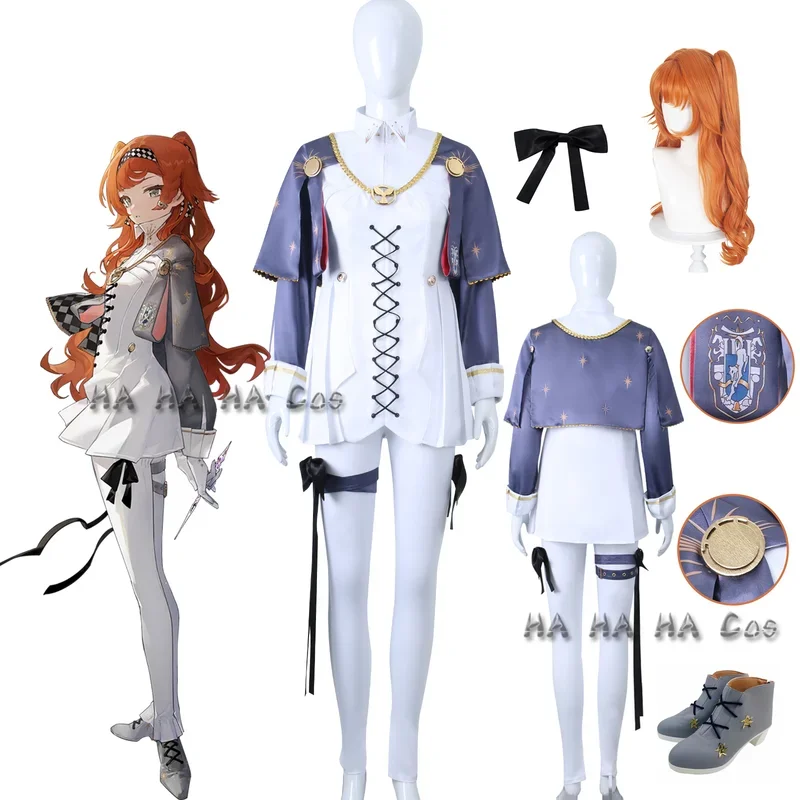 زي تنكري لسونيتو للنساء ، لعبة ، زي موحد ، فستان أبيض ، شعر مستعار ، هالوين ، كرنفال ، حفلة ، لعب الأدوار ، عيد الميلاد ،