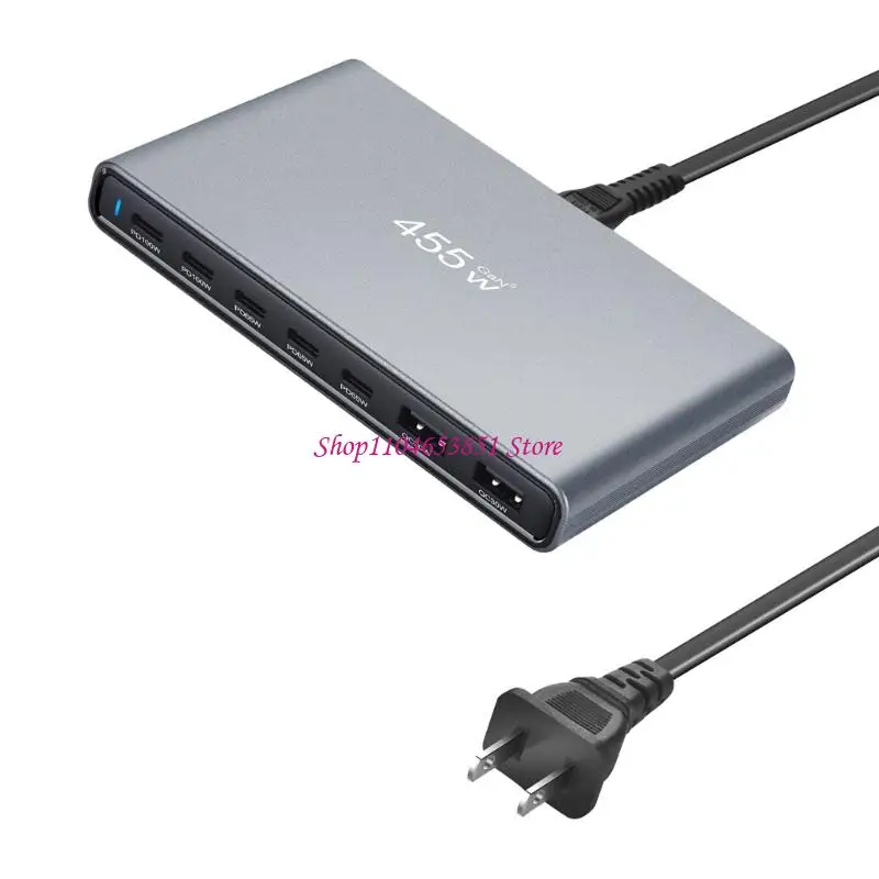 Compactly 455W Gallium Nitride Fast Chargers Multiple Device Compatibility Intelligent Temperature Control Aluminum Housing