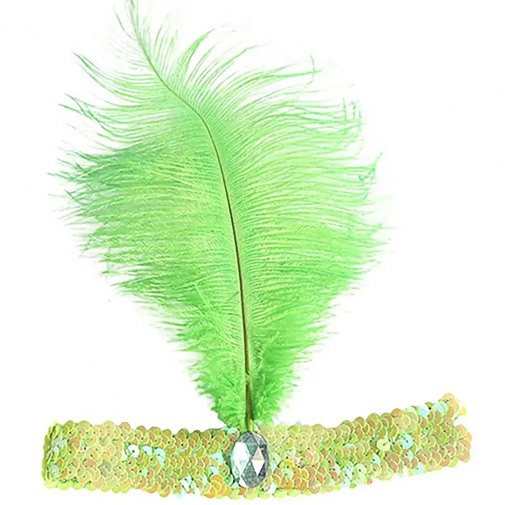 Halloween Feather Hairband Brilliant Sequins Ostrich Feather Hair Accessories Hair Hoop Cosplay Indian Feather Headwear Headband