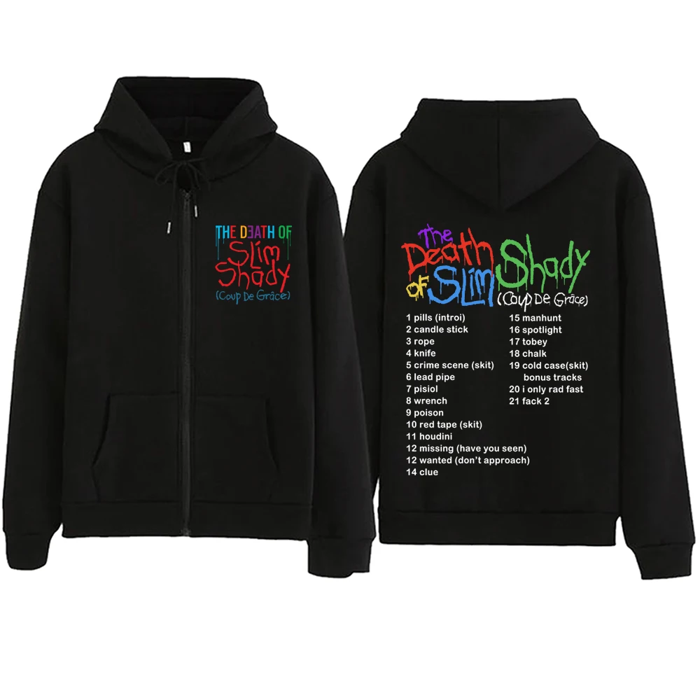 Eminem The Death of Slim Shady Zipper Hoodie Harajuku Pullover Tops Sweatshirt