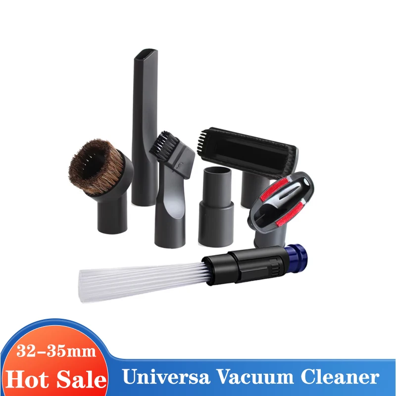 Universal Vacuum Cleaner Brush Nozzle 32 & 35mm Brush Head Cleaning Tool Long Flexible Flat Slim Suction Nozzle Head For Bed