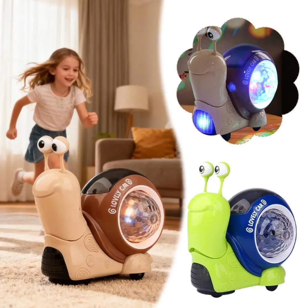 ของเล่นเสริมพัฒนาการเด็ก รถหอยทากไฟฟ้า ของเล่นเด็ก รถของเล่นมีไฟ มีเสียงเพลง หมุนได้ โยกได้ ล้อหมุนได้รอบทิศทาง