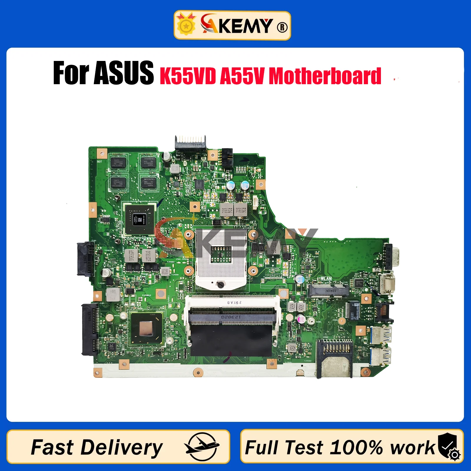 

K55VD Laptop Motherboard For ASUS K55V K55VD K55VM K55VJ Notebook Mainboard This item is in stock 100% tests OK fast shipping