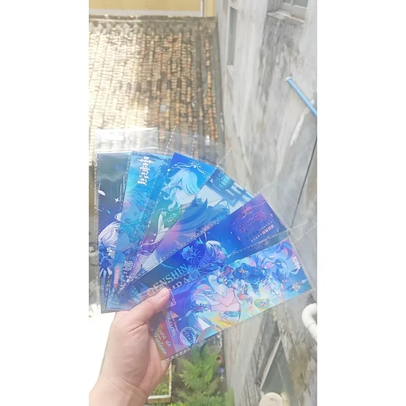 6Pcs/Pack Anime Game Genshin Impact Laser Ticket Rectangular Bookmark Focalors Furina de Fontaine LOMO Postcard Birthday Gift