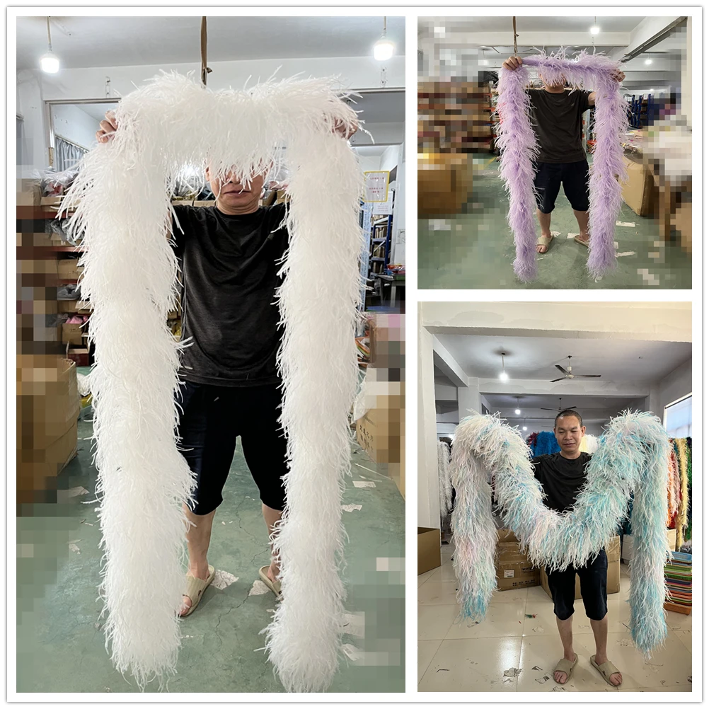 

3 Meters Length Luxury Ostrich Feather Boa Fluffy 6ply 8ply 10ply 15ply 20ply Real Ostrich plume Ribbon Costume Clothing Sewing