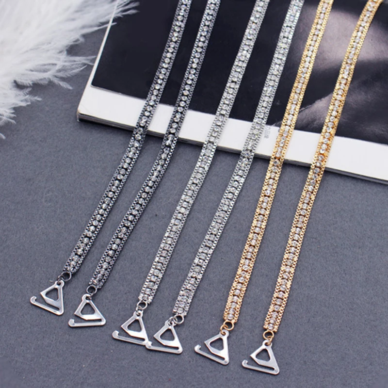 1Pair Fancy Crystal Bra Straps With Metal Hook For Women Adjustable Decorative Bra Shoulder Strap Beautiful Bra Straps Fashion