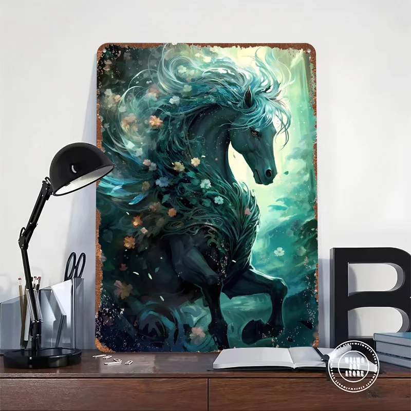 Black Unicorn Metal Poster Tin Sign Wall Art Posters on the Wall Decoration Items Customizable Metal Signs for Home Decoration