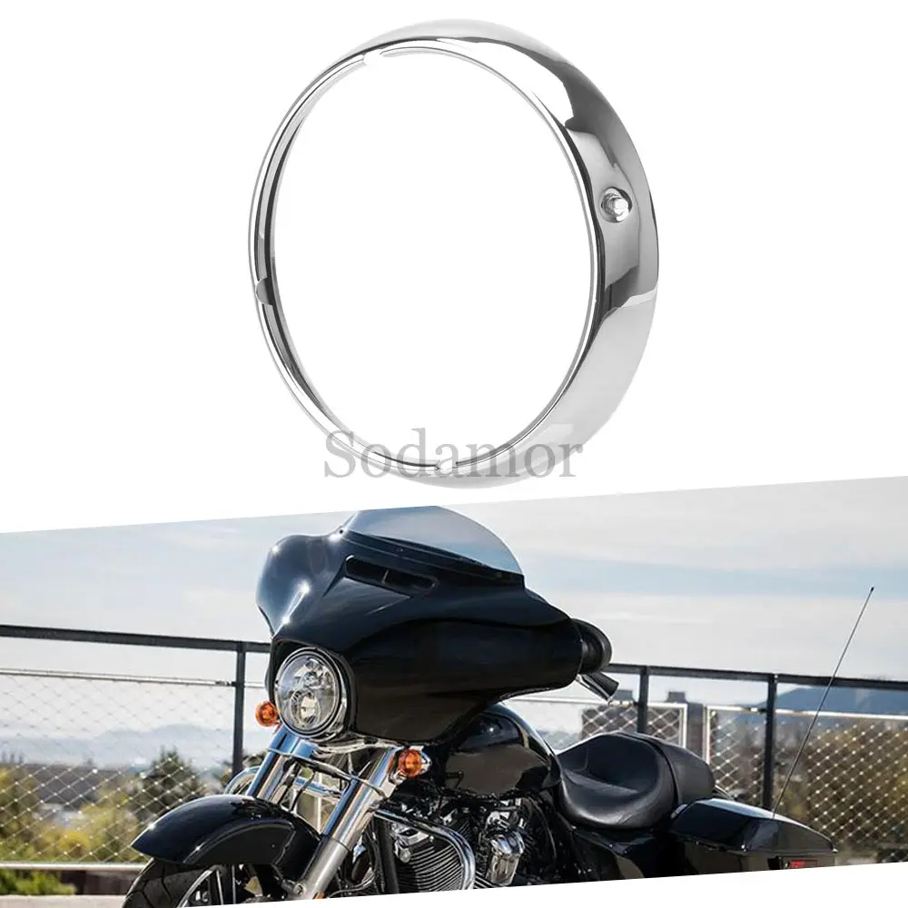 

7 inch Motorcycle Accessories Chrome Headlight Trim Ring Metal For Harley Touring Road King Electra Glide Street Glide Tri Glide