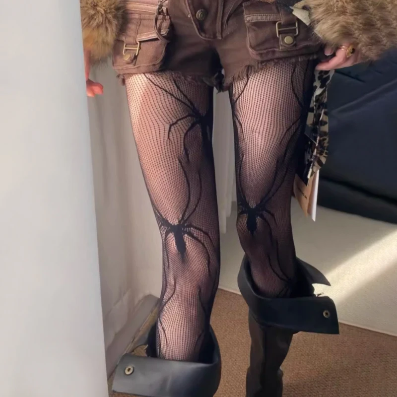 

Halloween Gothic Spider Tights Dark Hollowed Out Fishnet Stockings Women Sexy Japanese Girls Thin Party Club Pantyhose Web Tight