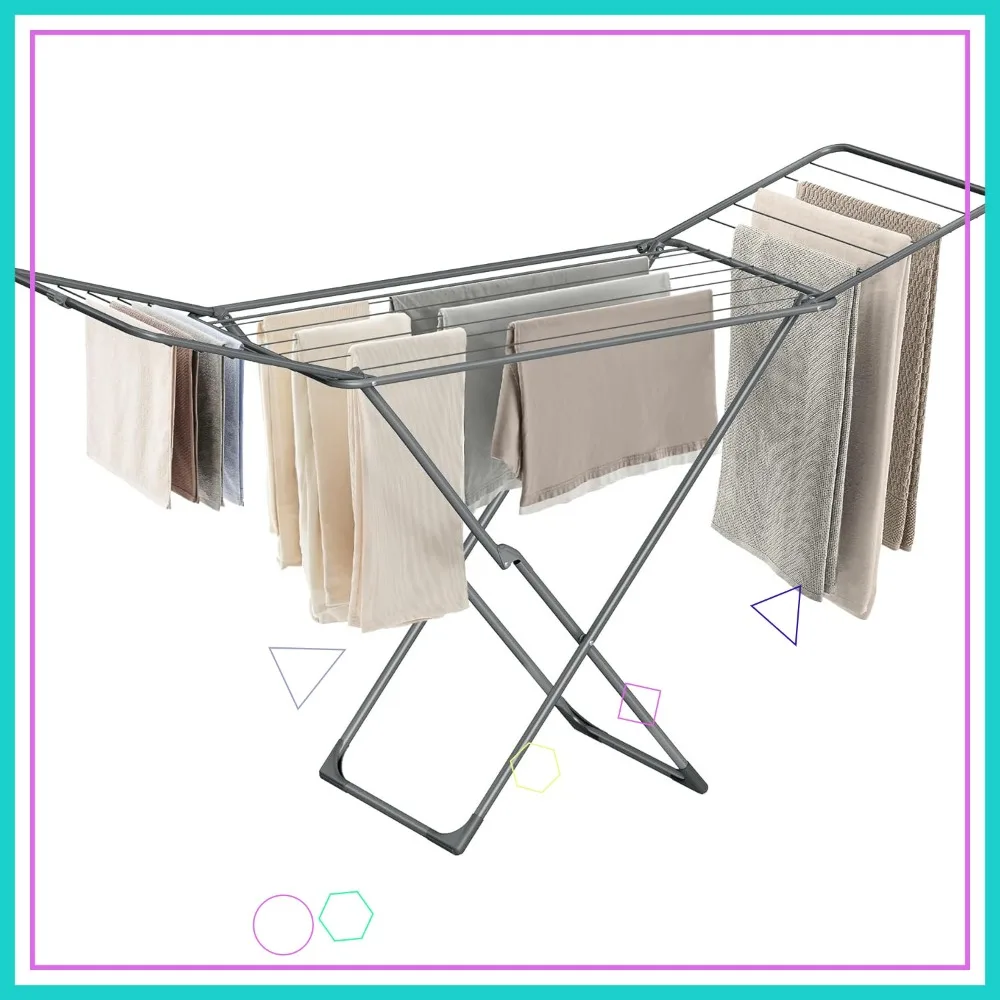 

Foldable Metal Clothes Drying Rack, 59ft Drying Space, Indoor Outdoor Use, Space-Saving Laundry Airer for Home