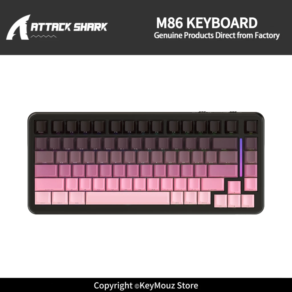 ATTACK SHARK M86 Wireless Mechanical Keyboard PBT Keycaps 5-Layer Silencing Macro Driver Office Keyboard for Win Mac Linux