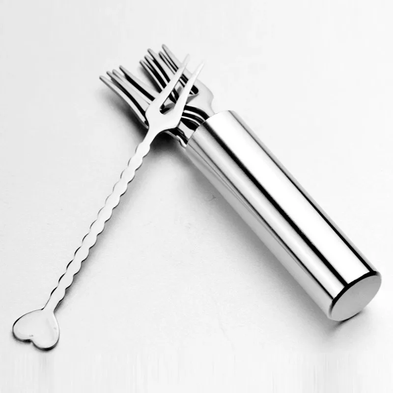 

Fruit Fork Set 304 Stainless Steel Creative Small Fork Home European Fruit Stick Fruit Cake Fork Portable