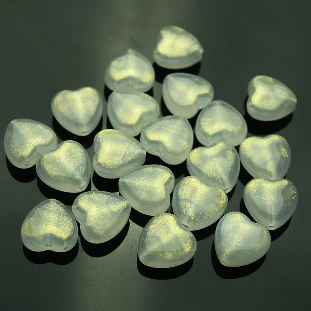 30 Pieces  14 * 14mm  White  Emitting Golden Light  Acrylic Beads  DIY Charm Manufacturing Jewelry and Clothing Accessories