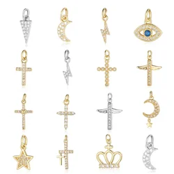 Copper Cubic Zircon Lightning Charms Elephant Cross Crescent Moon Pendant Bracelet Earring Necklace Making Wholesale