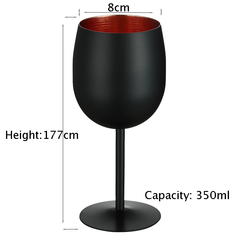 Stainless Steel Wine Glass Set of 2 - Black and Copper collection - 350ml Unbreakable Wine Glasses