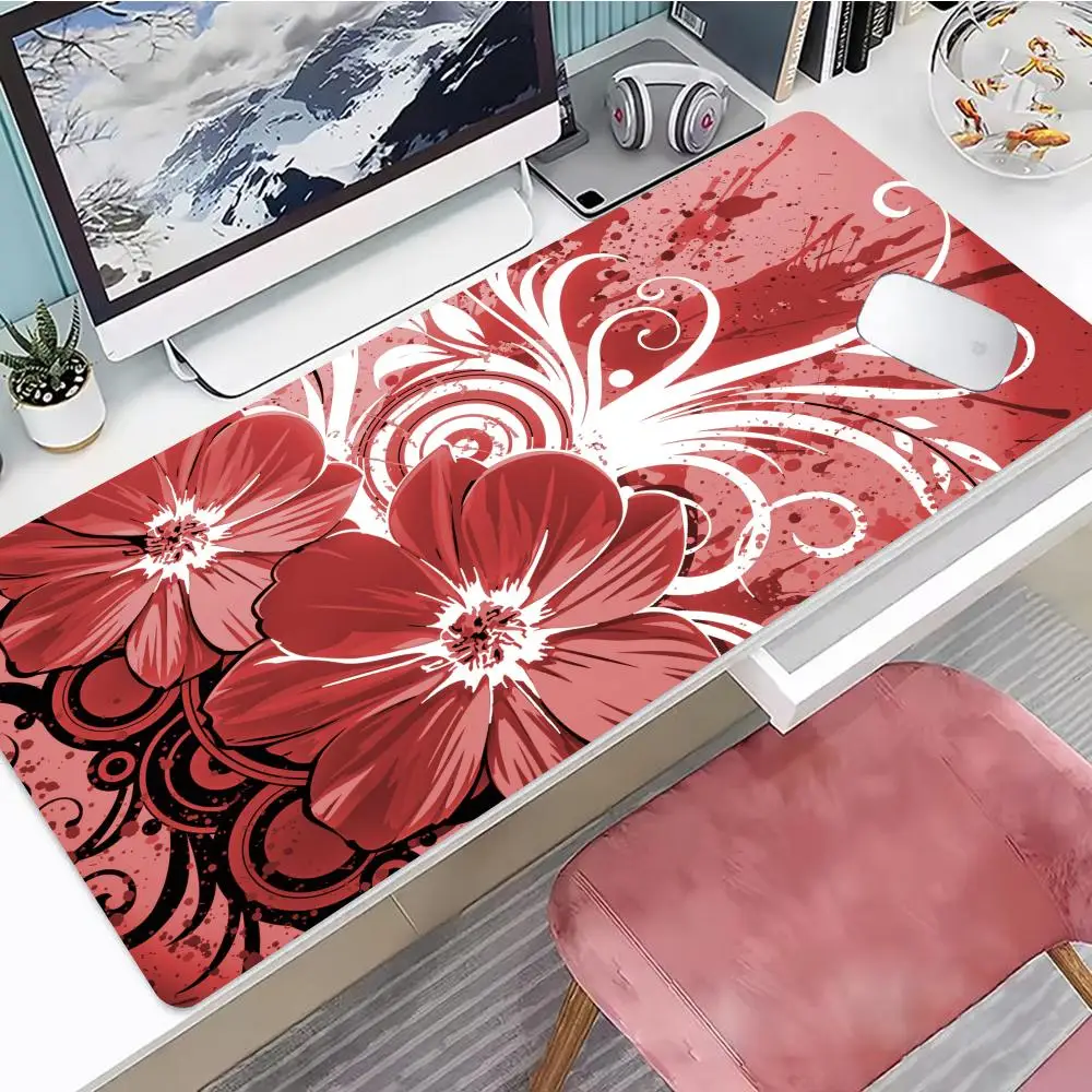 

Red-toned Plant Silhouettes Mouse Pad Gaming Mouse Pad, Mouse Pad with Edges and Non-Slip Rubber Base, Extended Mouse Pad