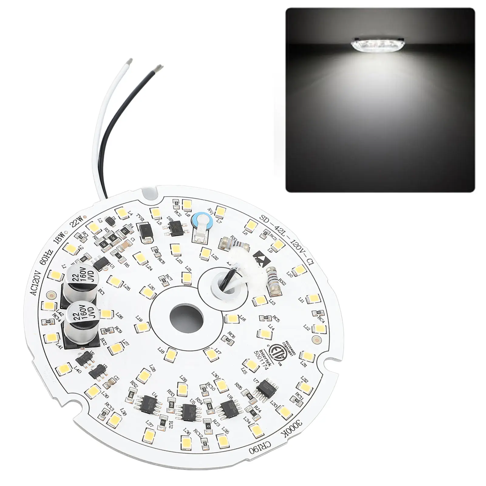 Panneau de ventilateur de plafond à intensité variable, panneau d'éclairage LED, lumière blanche, remplacement, ZK40, 3.93 pouces, AC 120V, 18W, 2000LM, 6000K