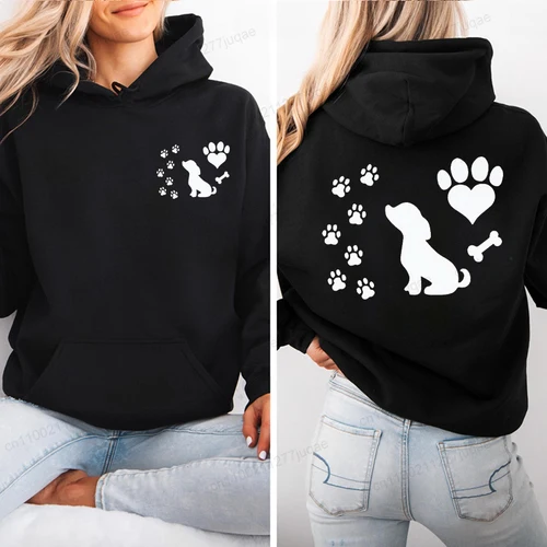Sudaderas con capucha elegantes para mujer, moda Otoño Invierno, forro polar, manga larga, Top con capucha, divertido perro y pata, sudaderas con capucha informales a la moda para mujer