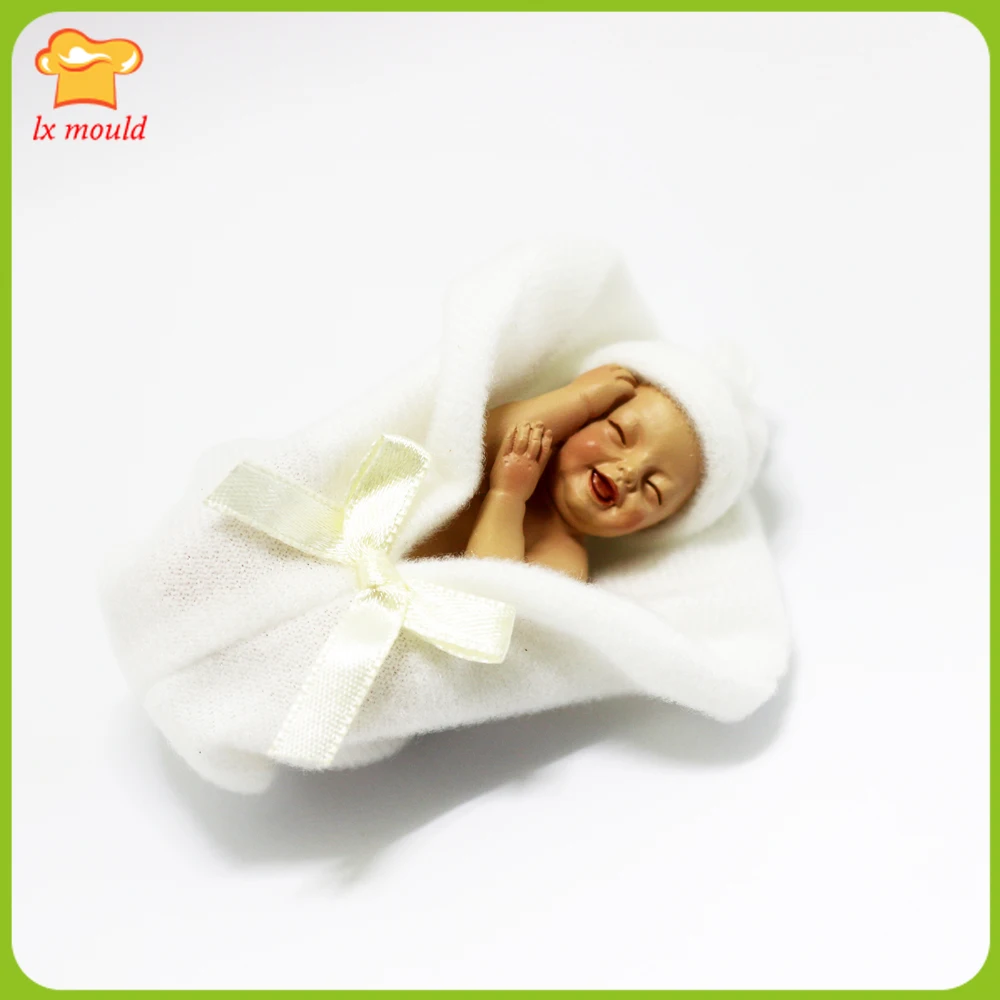3D Silicone Fondant Mould Baby Shape Cake Decor Sleeping New Born Chocolate Sugarcraft Baking Topper Mold for DIY