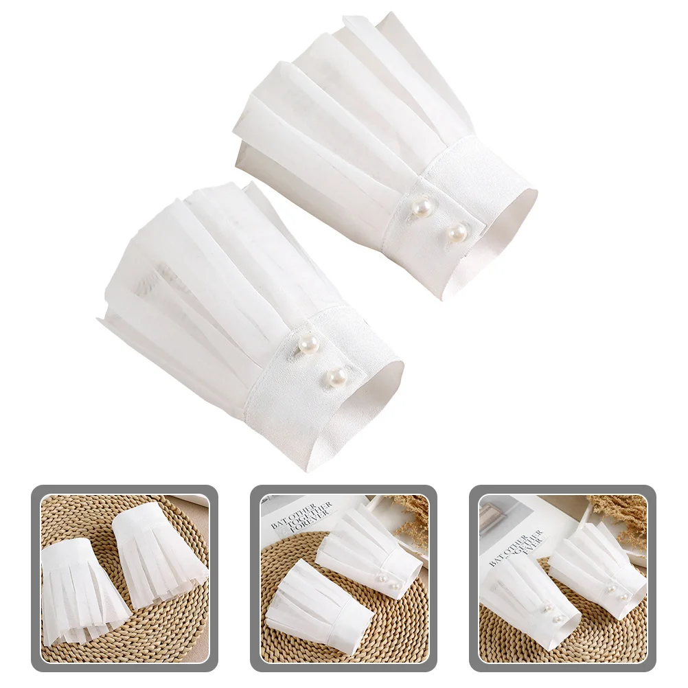 1 Pair Detachable Fake Sleeve Cuffs Chiffon Wrist Cuffs For Women Wedding Prom Cosplay Costume Accessories Dress Supplies