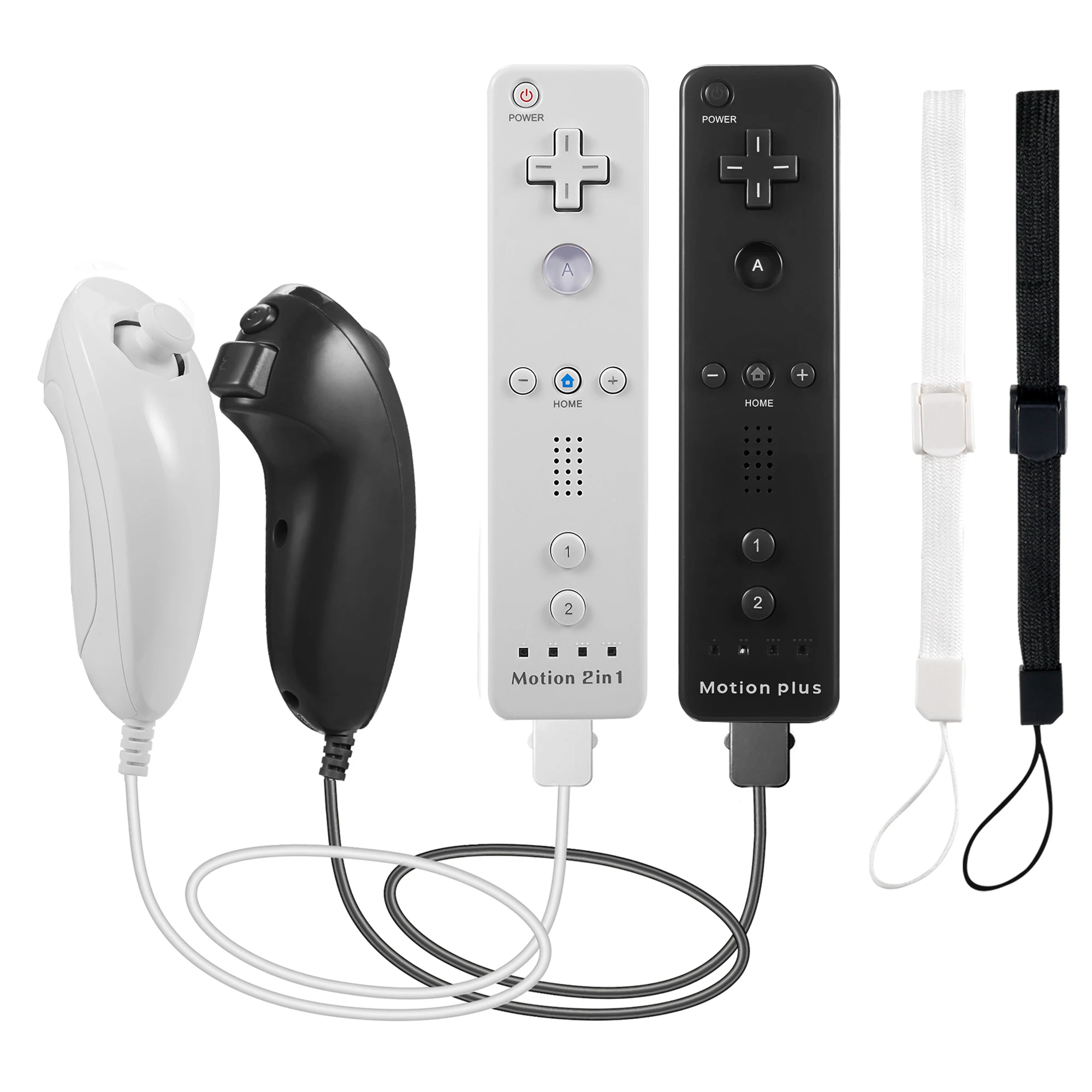 Wii Remote with Wii 2 in 1 Motion Plus Inside Shock Wii Nunchuk Controller Compatible Nintendo Wii, Wii U Console
