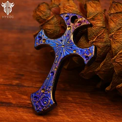Hand CarvingStarry Sky Limited Edition Titanium Cross Necklace Pendantool EDC