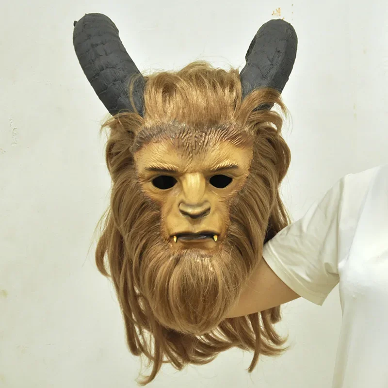 Deluxe Version Beauty and The Beast Prince Cosplay Mask Latex Horror Beast Mask Helmet Halloween Party Costume Prop