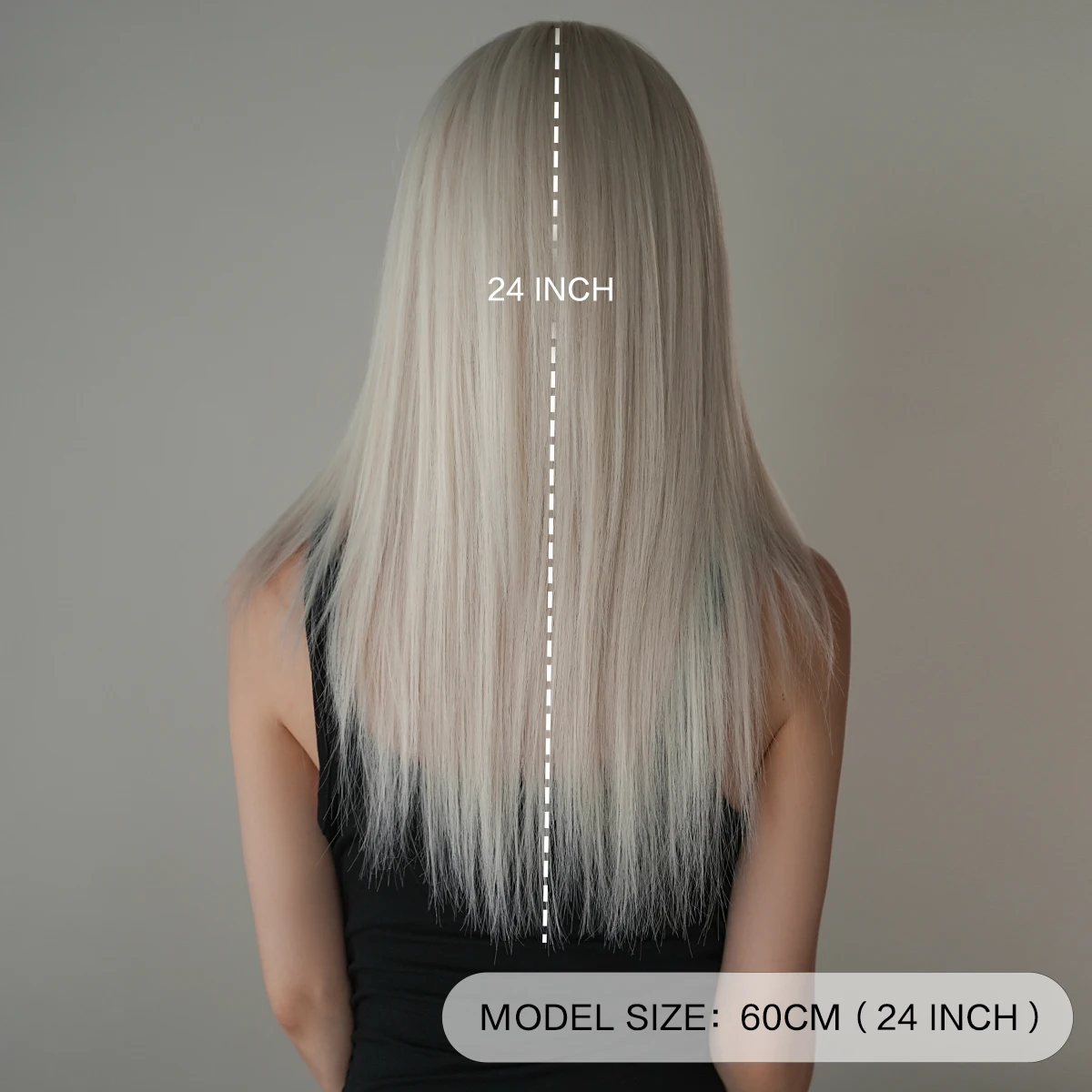 Long Straight White Wig for Women High Synthetic Layered Heat-Resistant Modest Fashion Wear and Go Beige Wigs with Neat Bangs image 4