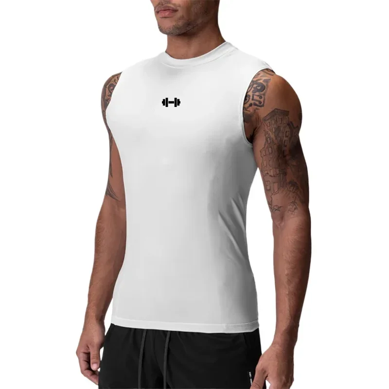 

Men's Compression Vests Gym Clothing Sports Fitness Tank Tops Quick Dry Workout Sportswear Tight O Neck Sleeveless Shirt