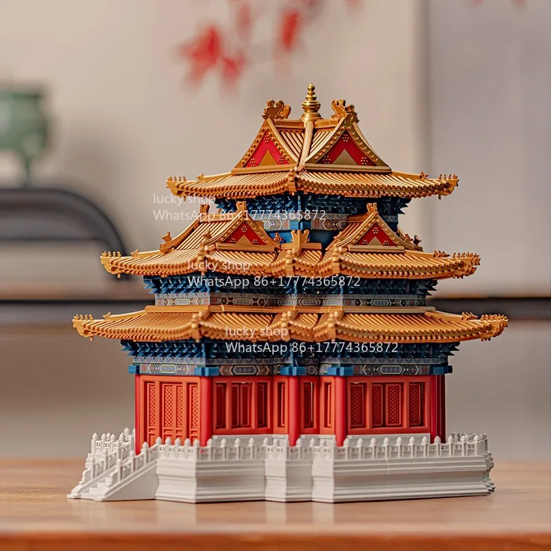 Millennium Tenon To Create The Forbidden City Corner Tower Tenon and Mortise, National Tide Ancient Architectural Model Gift