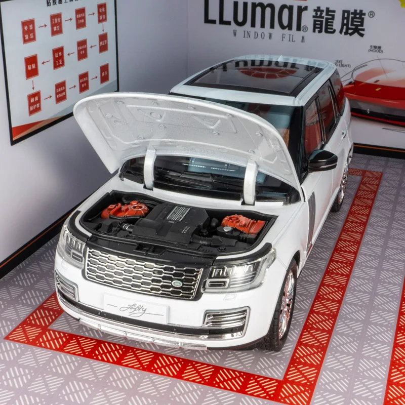 1:18 Land Rover Range Rover SUV off-road vehicle alloy model large acousto-optic pull-back toy door and hood trunk can be opened