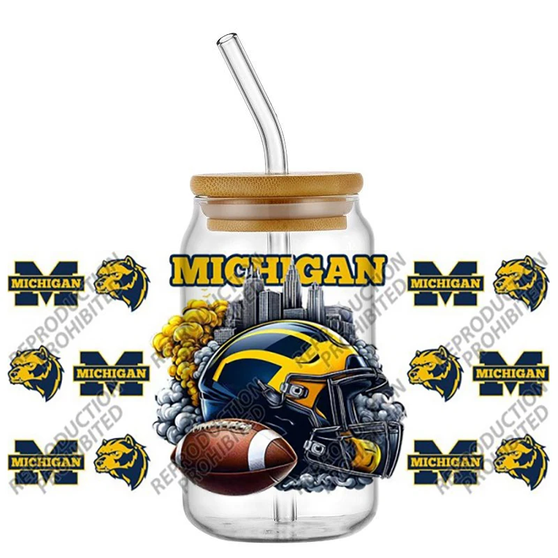 New 30 Famous Rugby Football Brand 16oz UV DTF 3D Phone Transfer Sticker Decals Wraps Glass Can Cups Creative Craft DIY