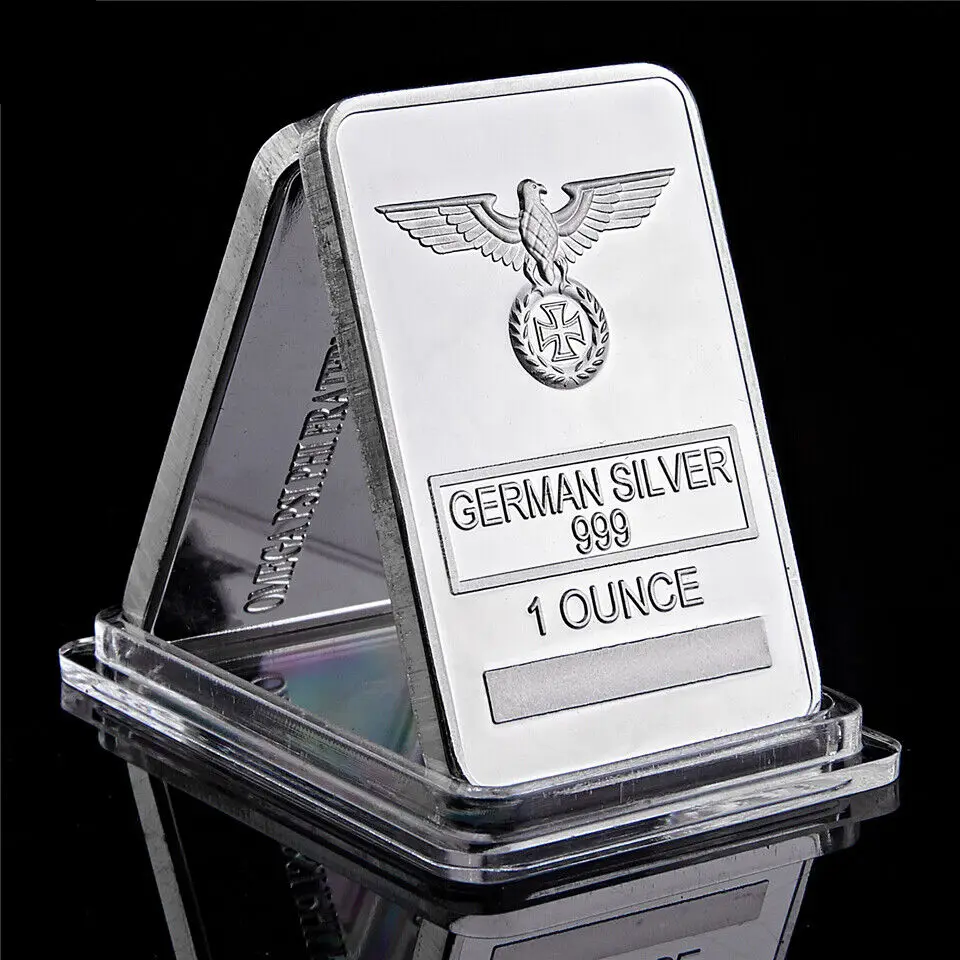 

German Eagle Rare 1 Ounce Silver Bars Silver Plated Cross Bar with Plastic Case Collect Gift