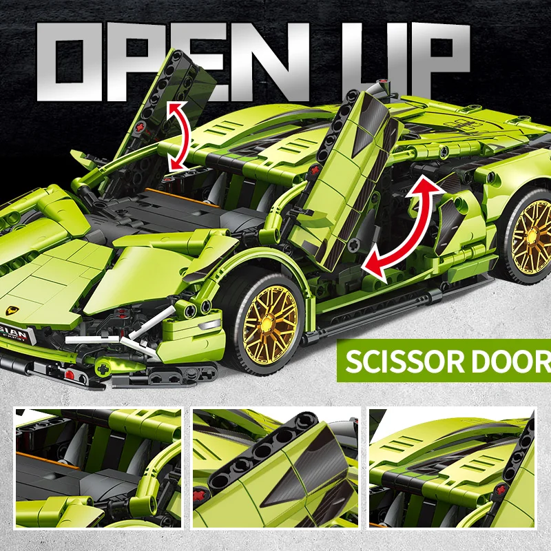 Bloques de construcción técnicos Bugattied Lamborghinis Hypercar, modelo de coche de carreras, vehículo de montar, ladrillos, juguetes para niños, regalos, 2024