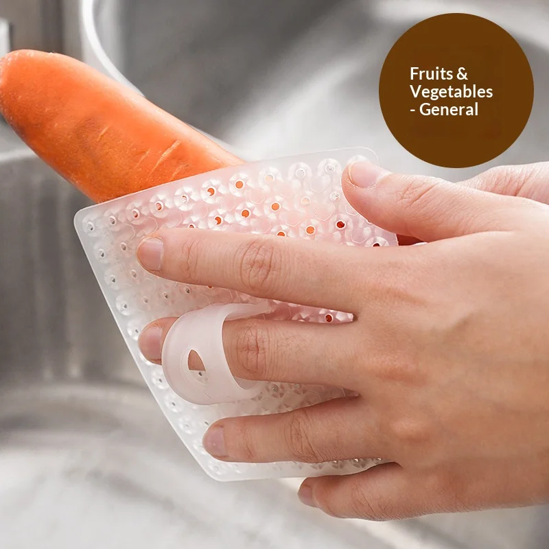 Flexible PE Fruit Vegetable Cleaning Brush Reusable Soft Bristle Food Scrubber for Potato Carrot Kitchen Washing Tool