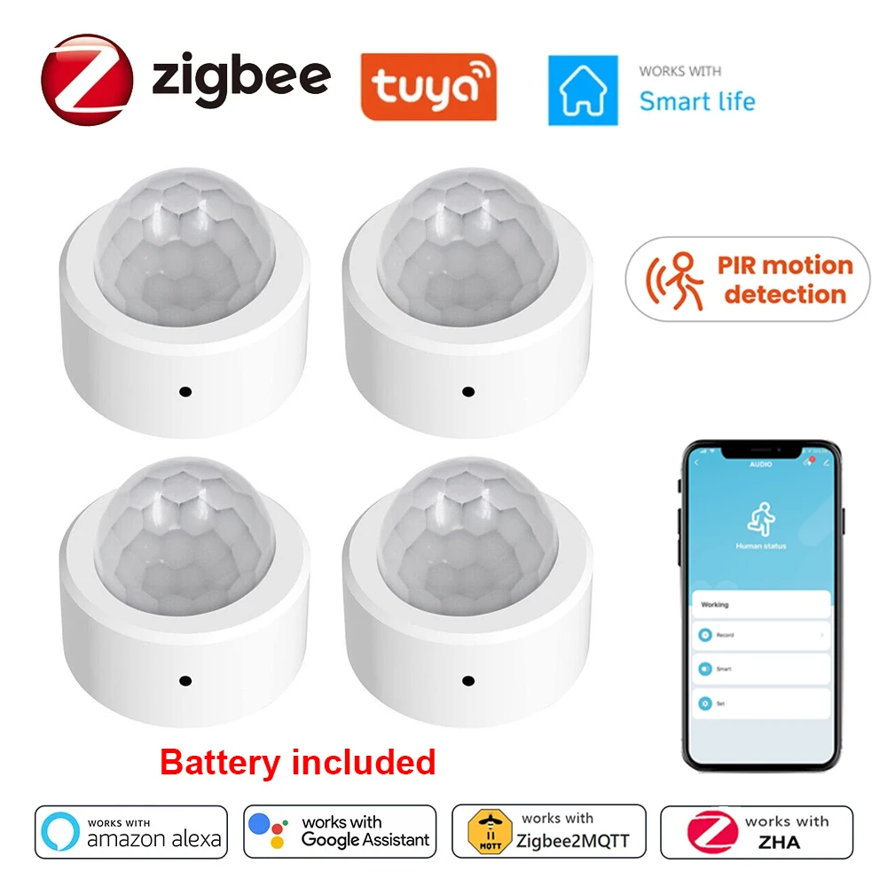 tuya zigbee detector de movimento pir mini sensor de movimento humano detector infravermelho alarme de seguranca domestica suporte alexa google home z2m zha 01