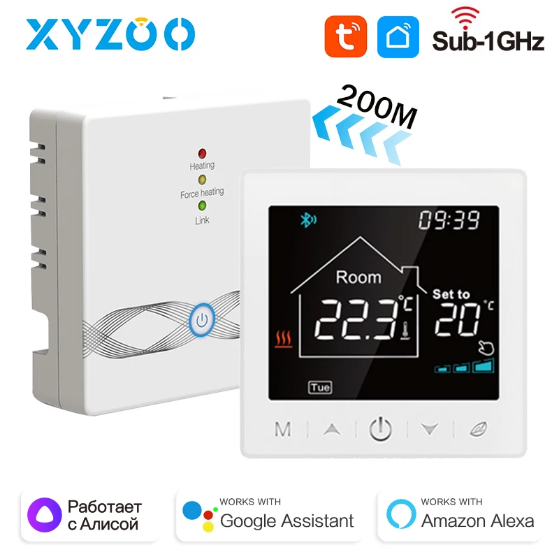 

Gas Boiler Wireless Tuya WiFi Thermostat Home Floor Heating RF433 Smart Programmable Temperature Controller Voice Google Alexa