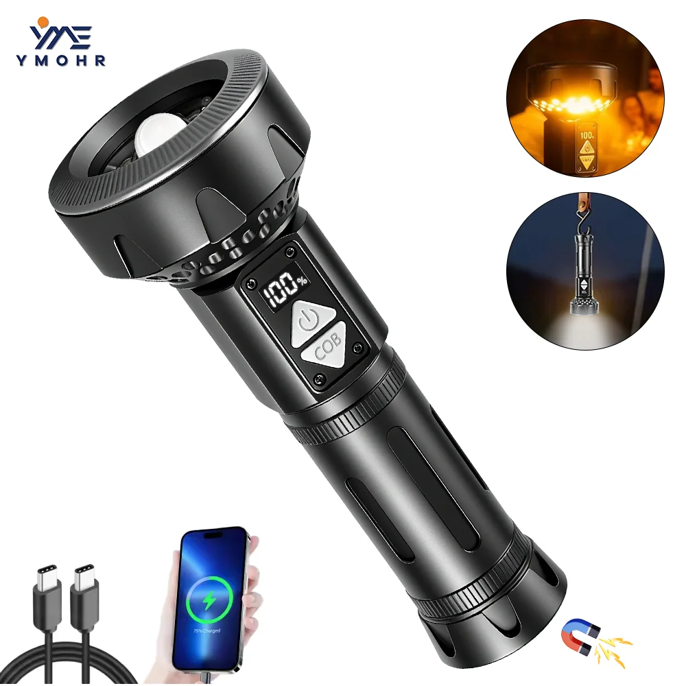White Laser Flashlights High Power Rechargeable LED Flashlight Power Bank Torch Tactical Flashlight Outdoor Camping Fishing Lamp
