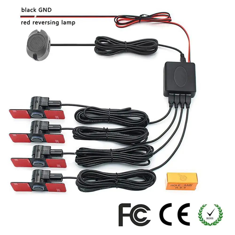 

4 Sensors Buzzer 16.5mm Car Parking Sensor Kit Reversing Radar Sound Alert Indicator Probe System Pz330-xk16.5 Dropshipping